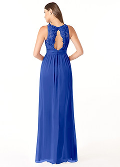 Azazie Luz Bridesmaid Dresses Royal Blue A-Line Lace Chiffon Dress image2