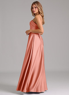 Azazie Lucienne Bridesmaid Dresses Coral A-Line Strapless Stretch Satin Convertible Dress image3