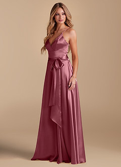 Azazie Sophia Final Sale Black A-Line with Pockets Metallic Satin Dress image5