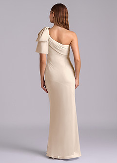 Azazie Yuanna 신부 들러리 드레스 인어 한쪽 어깨 쉬폰 바닥 길이 드레스 image2