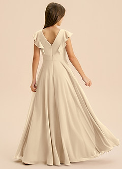 Azazie Anysa Junior Robe Trapèze en Mousseline de soie Rayé Champagne image2