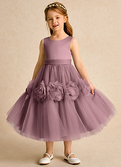 Azazie Vola vestidos de niña de las flores Vestido de Malva Vintage de Tul de Princesa con Sin mangas image5
