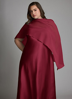Azazie Jaleesa Bridesmaid Dresses Burgundy Sheath High Neck Stretch Satin Dress image7
