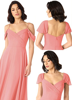 Azazie Tancie Bridesmaid Dresses Coral A-Line Off the Shoulder Chiffon Convertible Dress image6