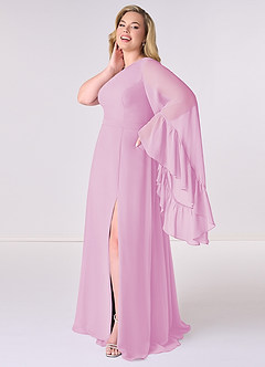 Barbie ♥ Azazie Brudtärnklänningar Klänning av A-Line i Chiffong Långärmad Godisrosa image9