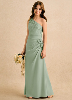 Azazie Sophie Girls Formal Blomsterpigekjoler Skede Én skulder Chiffon Gulv-længde Kjole image4