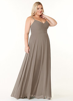 Azazie Janine Abiti da Damigella Abito A-Line in Chiffon con Scollo a V Taupe image8