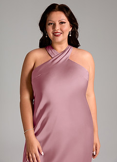 Azazie Doretta Bridesmaid Dresses Vintage Mauve Mermaid Pleated Stretch Satin Dress image6