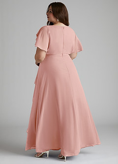 Azazie Aaliyah Modest Bridesmaid Dresses A-Line Scoop Pleated Chiffon Floor-Length Dress image9