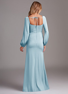 Azazie Charissa Robes de demoiselle d'honneur Robe Fourreau en Satin extensible Manche longue Bleu Ciel image8