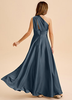 Azazie Charlize Junior Jurk van Stretch Satijn met A-Lijn Geplooid Schemering image2