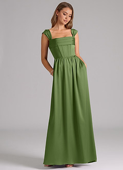 Azazie Hattie Bridesmaid Dresses Juniper A-Line Corset Stretch Satin Dress image3