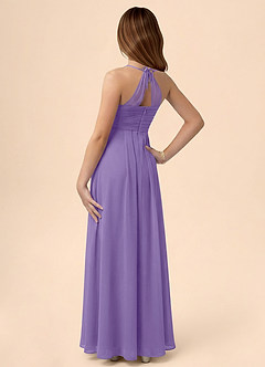 Azazie Ginny Junior Linia A Pofałdowany Szyfon Długość podłogi Młodsza druhna Sukienka image2