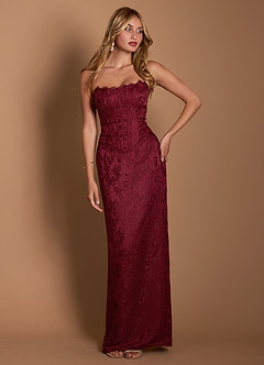 Azazie Wedding Guest dress Dark Raspberry Floor-Length Column Strapless
