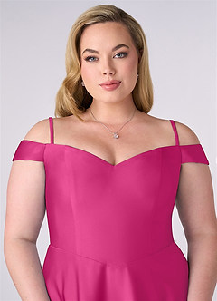 Barbie ♥ Azazie Bridesmaid Dresses Barbie Pink A-Line Off the Shoulder Stretch Satin Convertible Dress image7