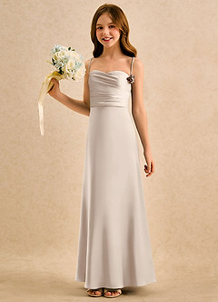 Azazie Kandi Girls Formal Final Sale White Alabaster A-Line Sweetheart Neckline Stretch Satin Dress image3