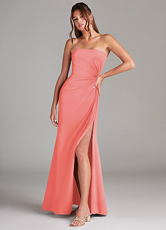 Azazie Aliani Bridesmaid Dresses Coral Sheath Strapless Chiffon Convertible Dress image4
