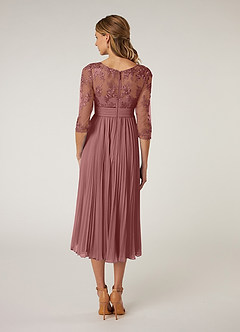 Azazie Tutu Mother of the Bride Dresses Desert Rose A-Line Boatneck Lace Chiffon Dress image2