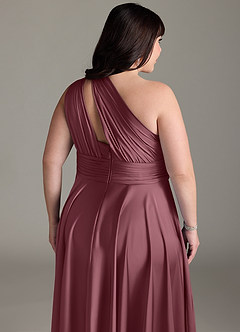 Azazie Charlize Jurken voor bruidsmeisjes Jurk van Stretch Satijn met A-lijn One-shoulder Woestijnroos image16