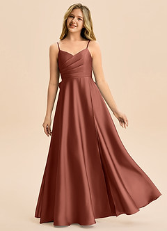 Azazie Rumi Junior Klä av A-Line i Stretch Satin Plisserad image1