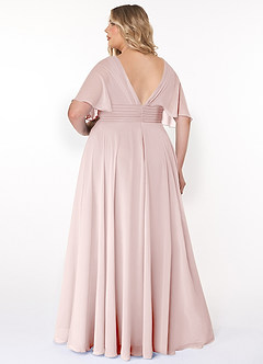 Azazie Pamela Bridesmaid Dresses Blushing Pink A-Line V-Neck Pleated Chiffon Dress image7