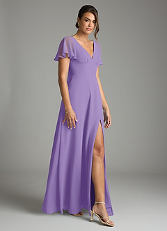 Azazie Kimber Bridesmaid Dresses Tahiti A-Line Flounce Sleeve Chiffon Dress image6
