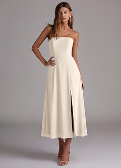 Azazie Wren Vestidos de madrinha de casamento Vestido Alabastro Branco de Chiffon de Linha A com Sem Alças image4