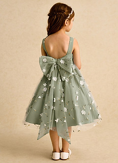 Azazie Bean Flower Girl Dresses Pistachio Ball-Gown Sleeveless Tulle Dress image2