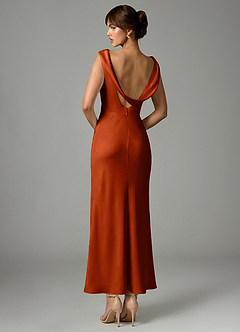 Azazie Kieryn Bridesmaid Dresses Paprika Mermaid Pleated Stretch Satin Dress image5