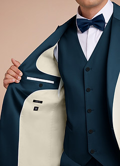 front Adrian Dark Navy Shawl Lapel Structured Stretch Tuxedo Jacket