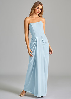 Azazie Anaïs Bridesmaid Dresses Sky Blue Sheath Strapless Chiffon Dress image4
