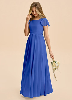 Azazie Cady Junior Royal Blue A-Line Pleated Chiffon Dress image5