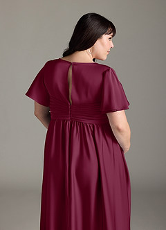 Azazie Verna Robes de demoiselle d'honneur de maternité Robe Trapèze Rayé Longueur ras du sol Satin extensible image10
