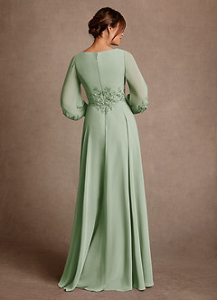 Azazie Yorba vestidos de madre de la novia Vestido de Salvia Polvorienta de Gasa de Corte en A con Encaje image3