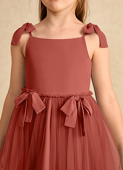 Azazie Jaci Sukienki dla dziewczynek sypiących kwiaty Linia A Pasek spaghetti Szyfon Długość kostki Sukienka image7