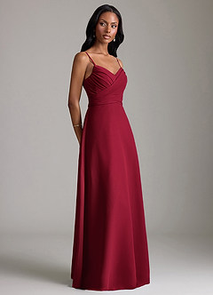 Azazie Kali Bridesmaid Dresses Burgundy A-Line Pleated Chiffon Dress image3