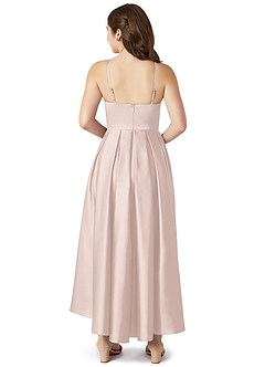 Azazie Jemima Junior Blushing Pink A-Line with Pockets Stretch Satin Dress image2