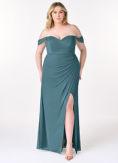 Azazie Tessa Robes de demoiselle d'honneur Robe Fourreau Convertible en Maille Schulterfreier Schatz Bermude image8