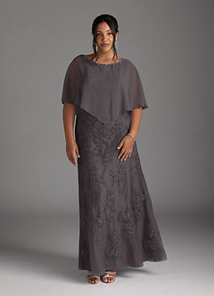 Azazie Whilhelmina Mother of the Bride Dresses Steel Grey Mermaid Lace Chiffon Dress image9