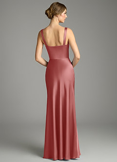 Azazie Alouette Robes de demoiselle d'honneur Robe Sirène en Satin extensible Plissé Antique Rose image2