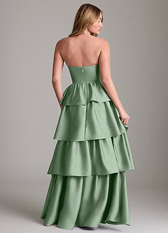 Azazie Faye Bridesmaid Dresses Matcha A-Line Ruched Stretch Satin Dress image2