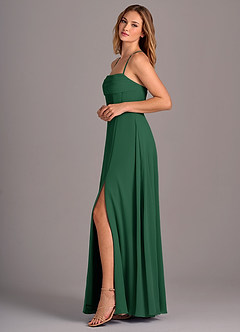 Azazie Carolyn Bridesmaid Dresses Dark Green A-Line Pleated Chiffon Dress image3