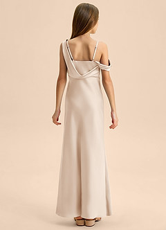 Azazie Madelyn Junior Osłona Zza ramienia Satyna elastyczna Długość podłogi Młodsza druhna Sukienka image2