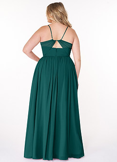 Azazie Cora Brautjungfernkleider A-Linie Plissee Chiffon Kleid Pfau image7