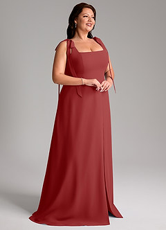 Azazie Debra Bridesmaid Dresses Rust A-Line with Pockets Chiffon Convertible Dress image12