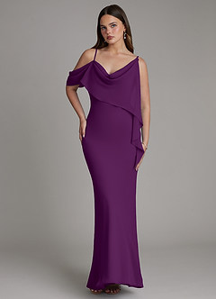 Azazie Yura Brautjungfernkleider Meerjungfrau-Linie Schulterfrei Chiffon Kleid Traube image4