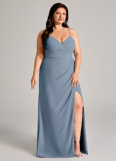Azazie Maci Bridesmaid Dresses Twilight Sheath Pleated Chiffon Dress image11