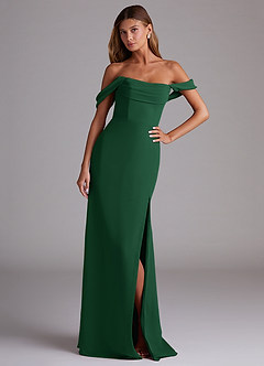 Azazie Saige Bridesmaid Dresses Dark Green A-Line Off the Shoulder Chiffon Convertible Dress image4