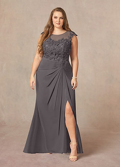 Azazie Libby Mother of the Bride Dresses Steel Grey A-Line Scoop Sequins Chiffon Dress image7