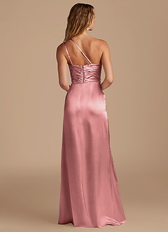 Azazie Eren Brautjungfernkleider Etui One-Shoulder Metallischer Satin Kleid Rosettenrosa image5